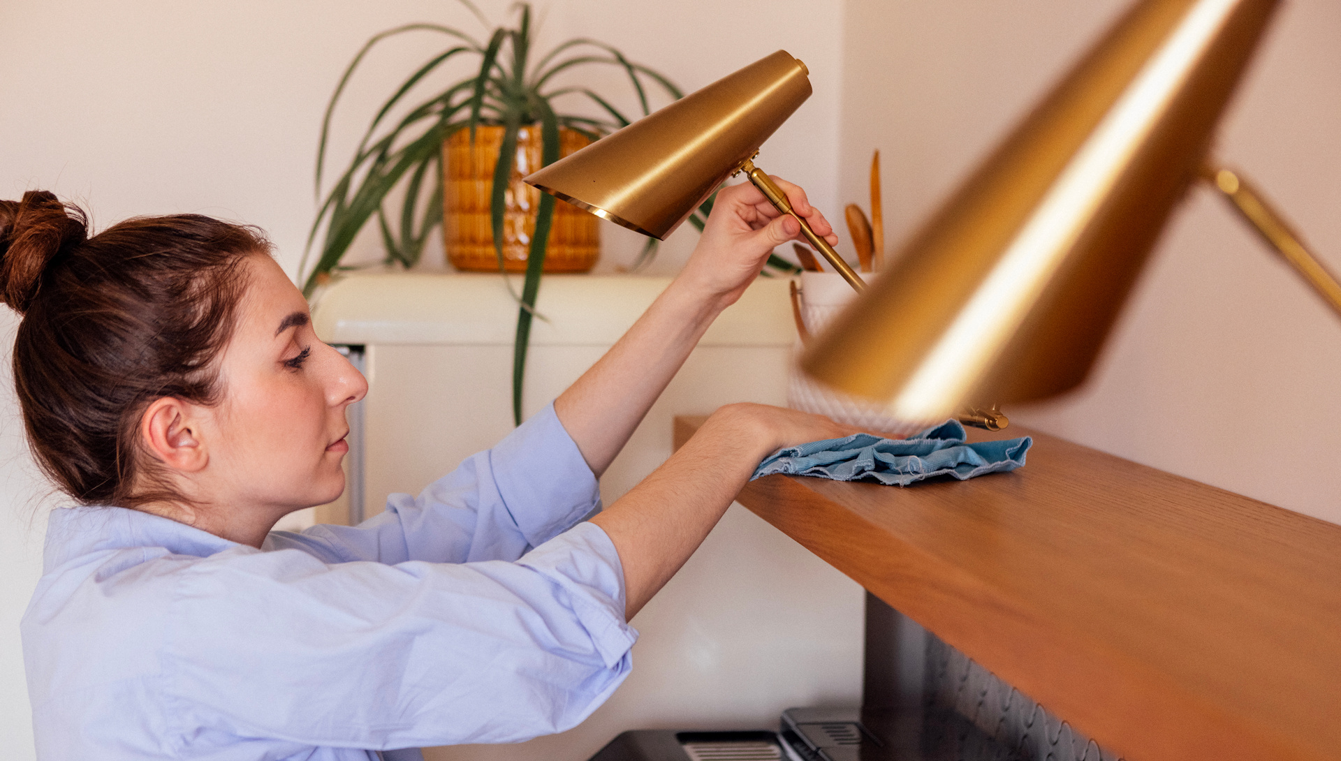 Dusting top to bottom